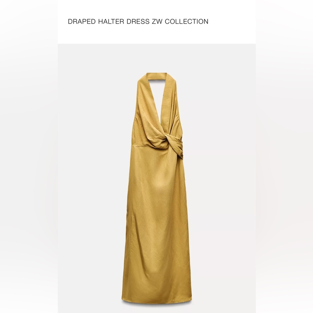 Zara linen dress in mustard color